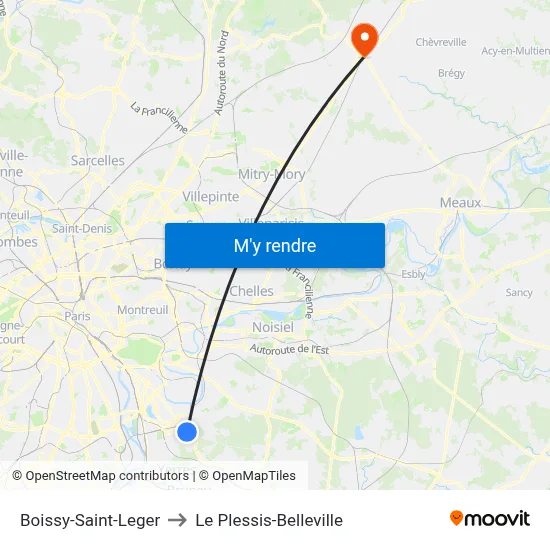 Boissy-Saint-Leger to Le Plessis-Belleville map