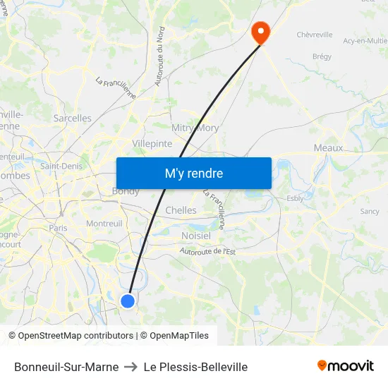 Bonneuil-Sur-Marne to Le Plessis-Belleville map