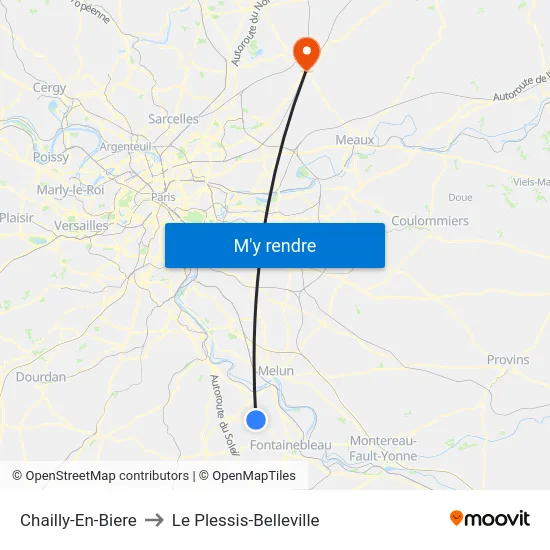Chailly-En-Biere to Le Plessis-Belleville map