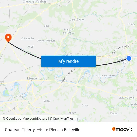 Chateau-Thierry to Le Plessis-Belleville map