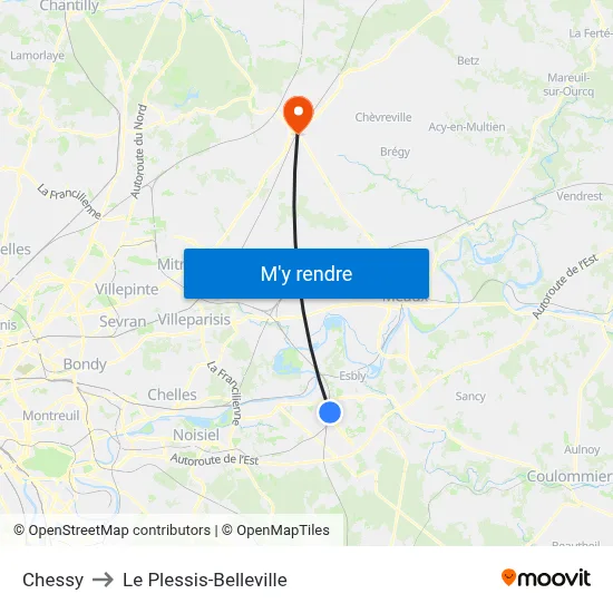 Chessy to Le Plessis-Belleville map