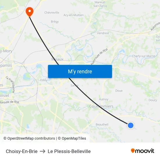 Choisy-En-Brie to Le Plessis-Belleville map