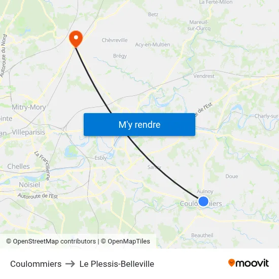 Coulommiers to Le Plessis-Belleville map