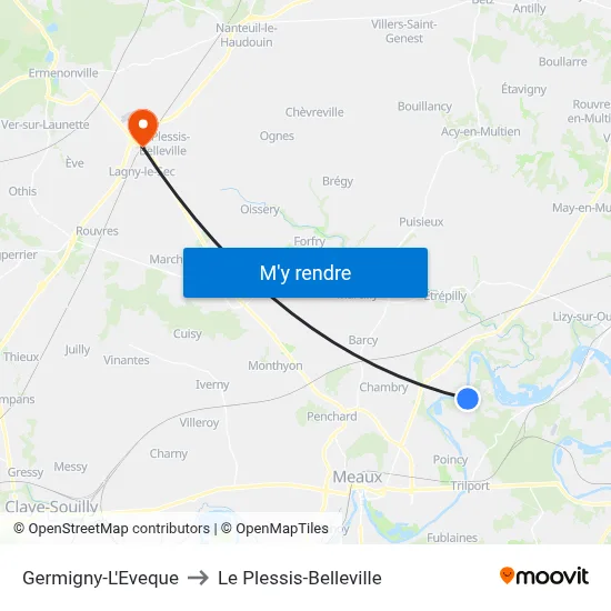 Germigny-L'Eveque to Le Plessis-Belleville map