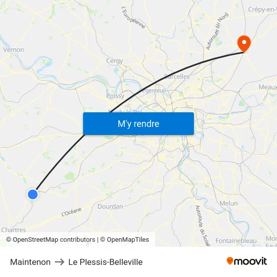 Maintenon to Le Plessis-Belleville map