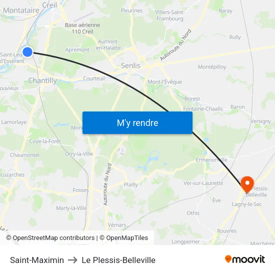 Saint-Maximin to Le Plessis-Belleville map