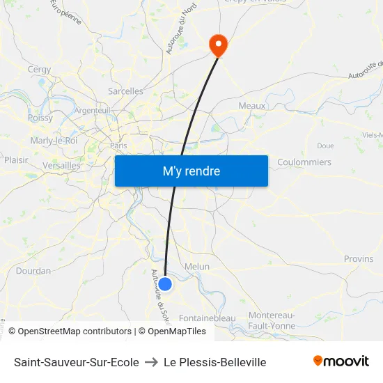 Saint-Sauveur-Sur-Ecole to Le Plessis-Belleville map