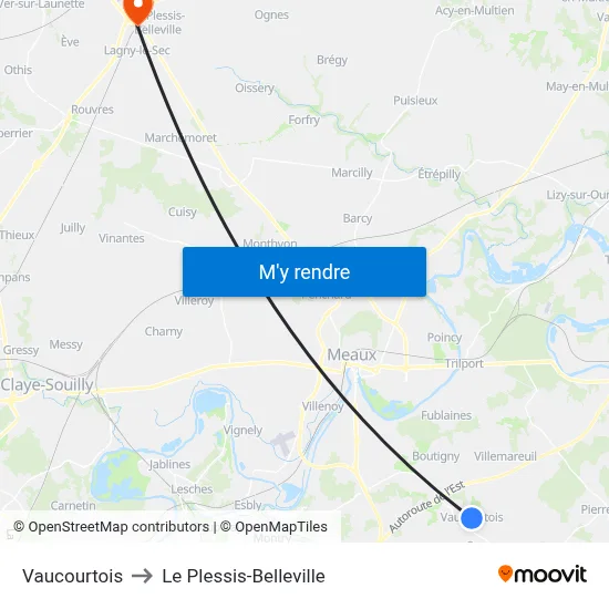 Vaucourtois to Le Plessis-Belleville map