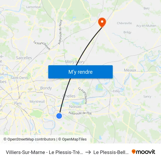 Villiers-Sur-Marne - Le Plessis-Trévise RER to Le Plessis-Belleville map