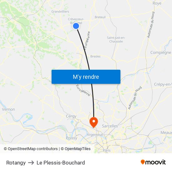 Rotangy to Le Plessis-Bouchard map