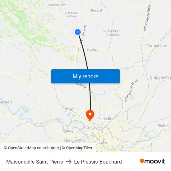 Maisoncelle-Saint-Pierre to Le Plessis-Bouchard map