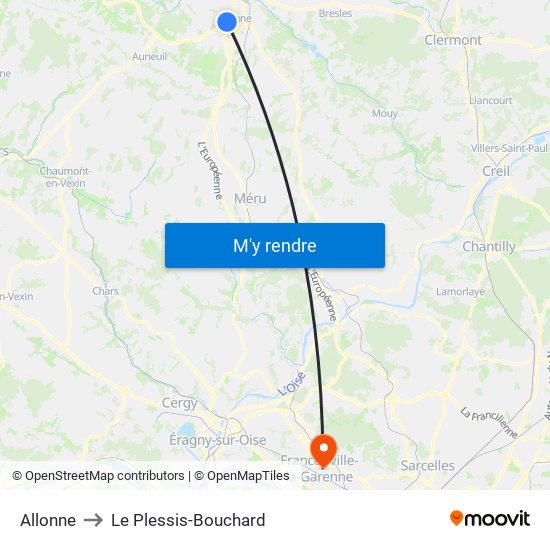 Allonne to Le Plessis-Bouchard map