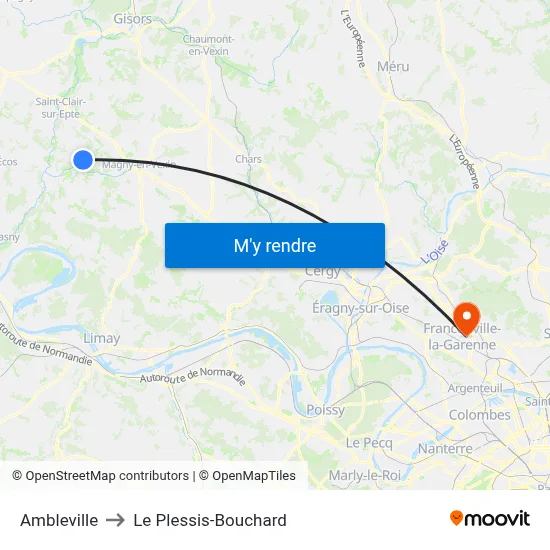 Ambleville to Le Plessis-Bouchard map
