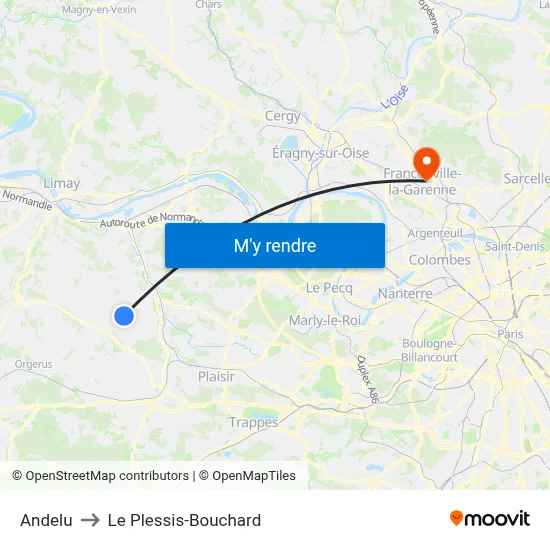Andelu to Le Plessis-Bouchard map