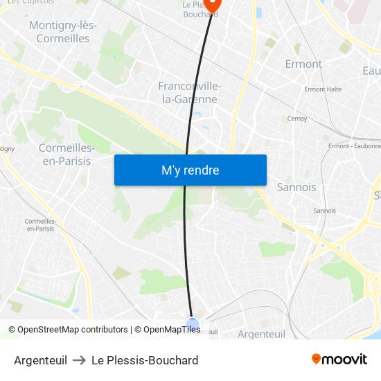 Argenteuil to Le Plessis-Bouchard map