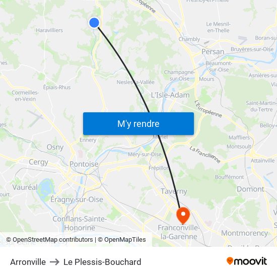 Arronville to Le Plessis-Bouchard map