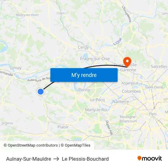 Aulnay-Sur-Mauldre to Le Plessis-Bouchard map