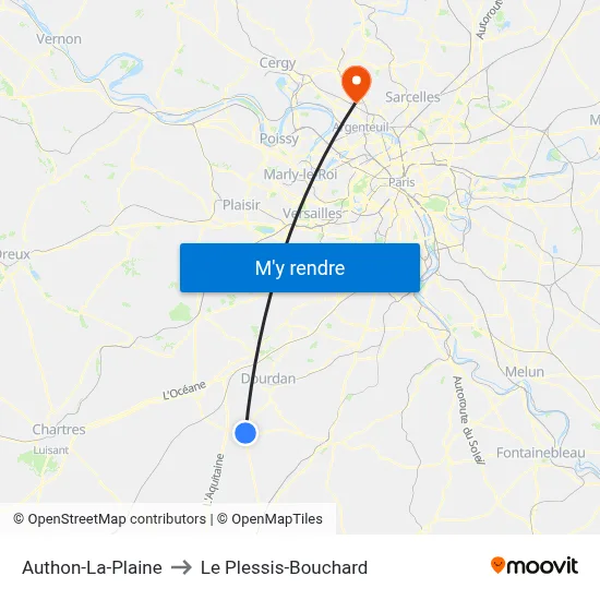 Authon-La-Plaine to Le Plessis-Bouchard map