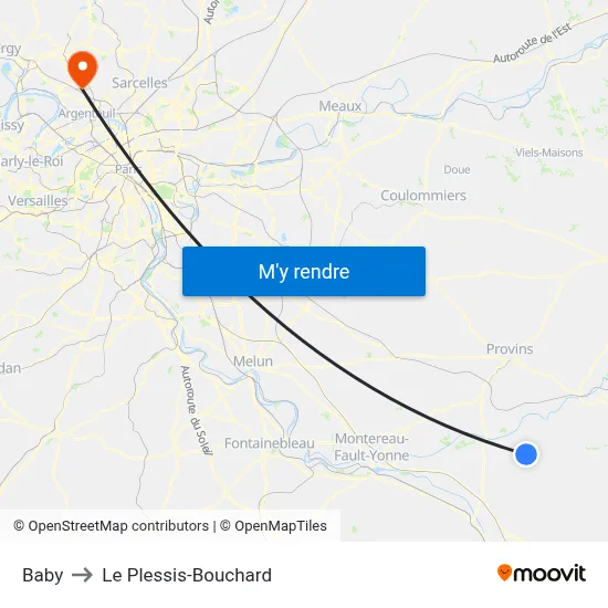 Baby to Le Plessis-Bouchard map