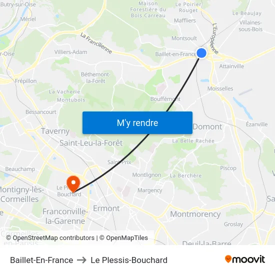 Baillet-En-France to Le Plessis-Bouchard map