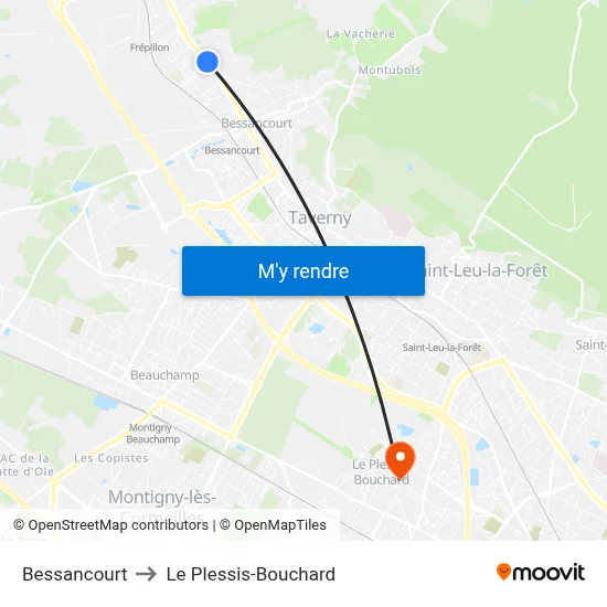 Bessancourt to Le Plessis-Bouchard map