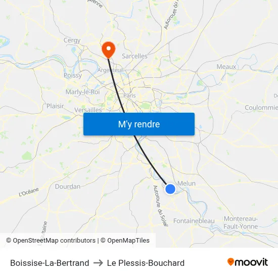Boissise-La-Bertrand to Le Plessis-Bouchard map