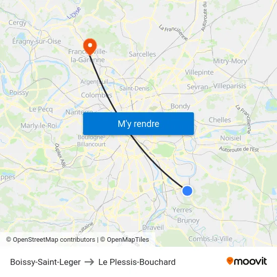Boissy-Saint-Leger to Le Plessis-Bouchard map