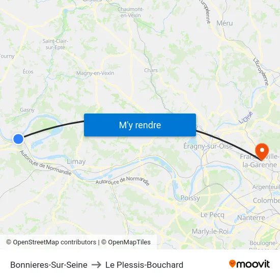 Bonnieres-Sur-Seine to Le Plessis-Bouchard map