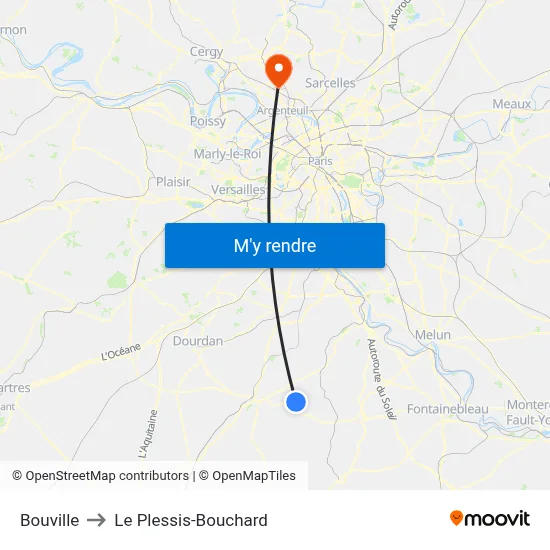 Bouville to Le Plessis-Bouchard map