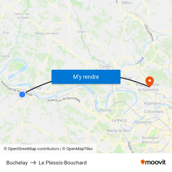 Buchelay to Le Plessis-Bouchard map