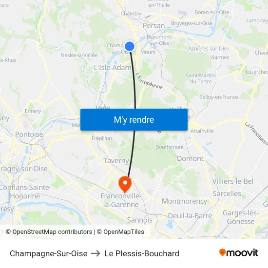 Champagne-Sur-Oise to Le Plessis-Bouchard map