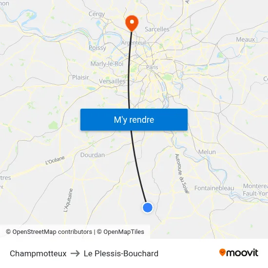Champmotteux to Le Plessis-Bouchard map