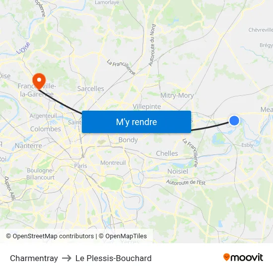 Charmentray to Le Plessis-Bouchard map
