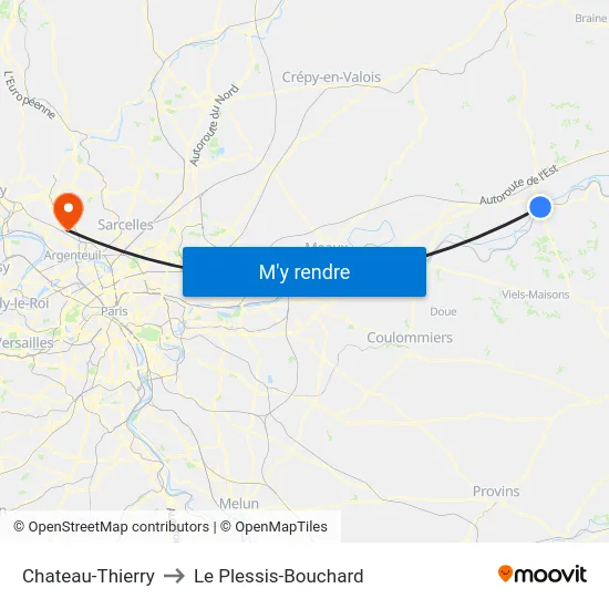 Chateau-Thierry to Le Plessis-Bouchard map