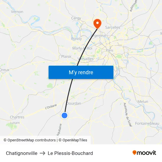 Chatignonville to Le Plessis-Bouchard map