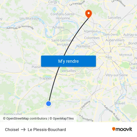 Choisel to Le Plessis-Bouchard map