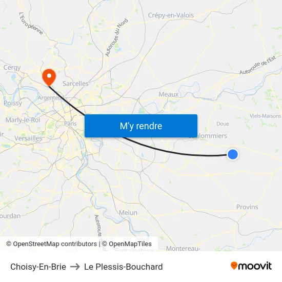 Choisy-En-Brie to Le Plessis-Bouchard map