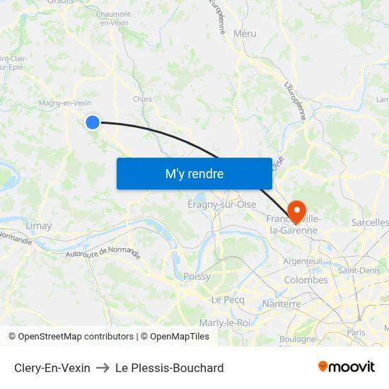 Clery-En-Vexin to Le Plessis-Bouchard map