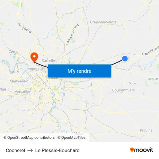 Cocherel to Le Plessis-Bouchard map