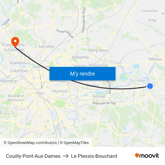 Couilly-Pont-Aux-Dames to Le Plessis-Bouchard map