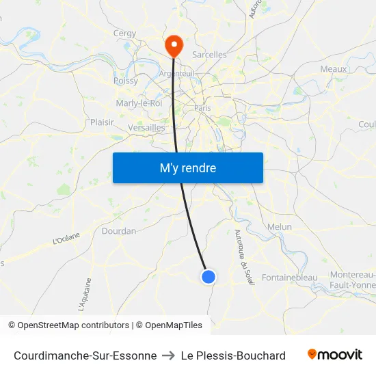 Courdimanche-Sur-Essonne to Le Plessis-Bouchard map