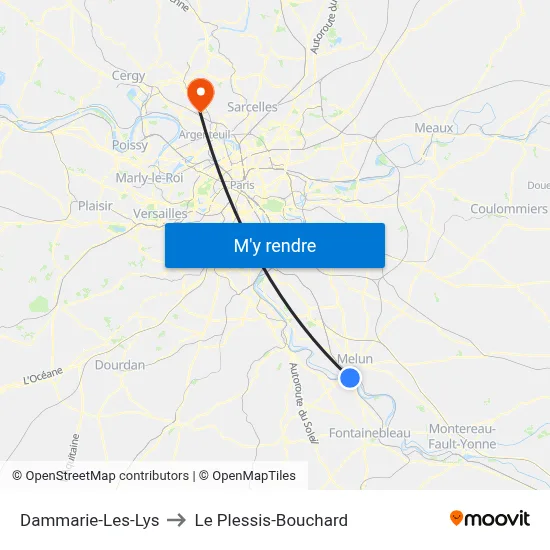 Dammarie-Les-Lys to Le Plessis-Bouchard map