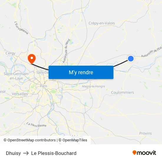 Dhuisy to Le Plessis-Bouchard map