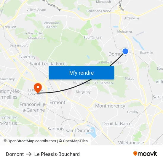 Domont to Le Plessis-Bouchard map