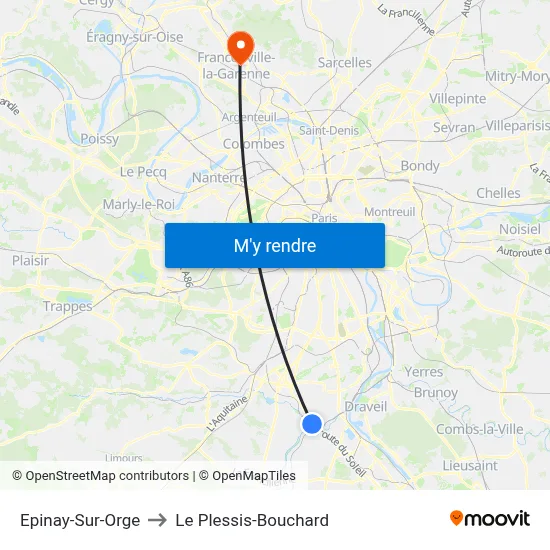 Epinay-Sur-Orge to Le Plessis-Bouchard map
