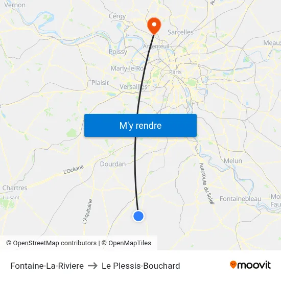 Fontaine-La-Riviere to Le Plessis-Bouchard map