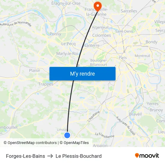 Forges-Les-Bains to Le Plessis-Bouchard map