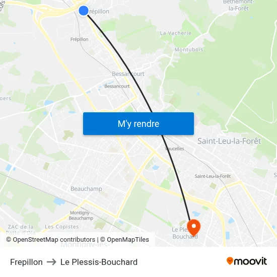 Frepillon to Le Plessis-Bouchard map