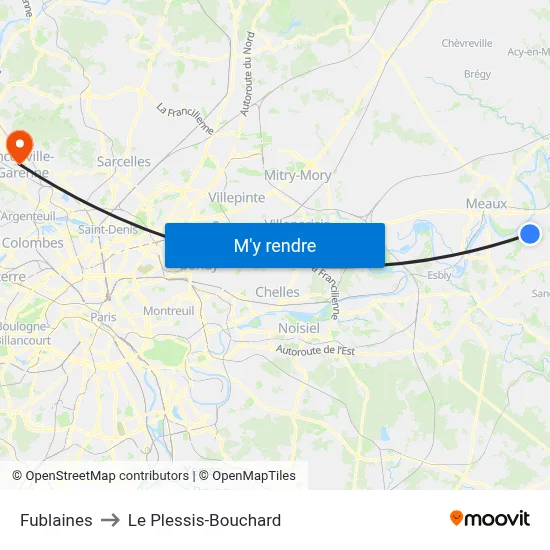 Fublaines to Le Plessis-Bouchard map