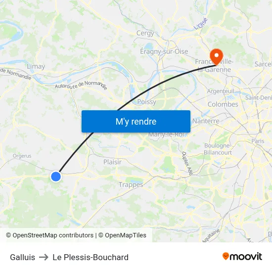 Galluis to Le Plessis-Bouchard map